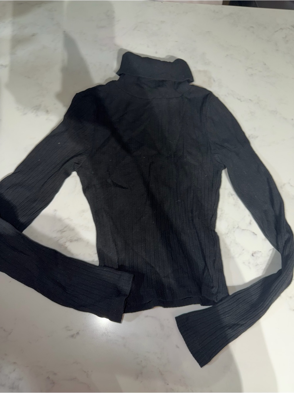 Ambiance Black Ribbed Cowl Neck Sweater